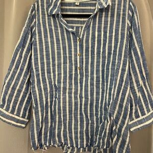 Rebecca Malone Blue and White Striped Shirt